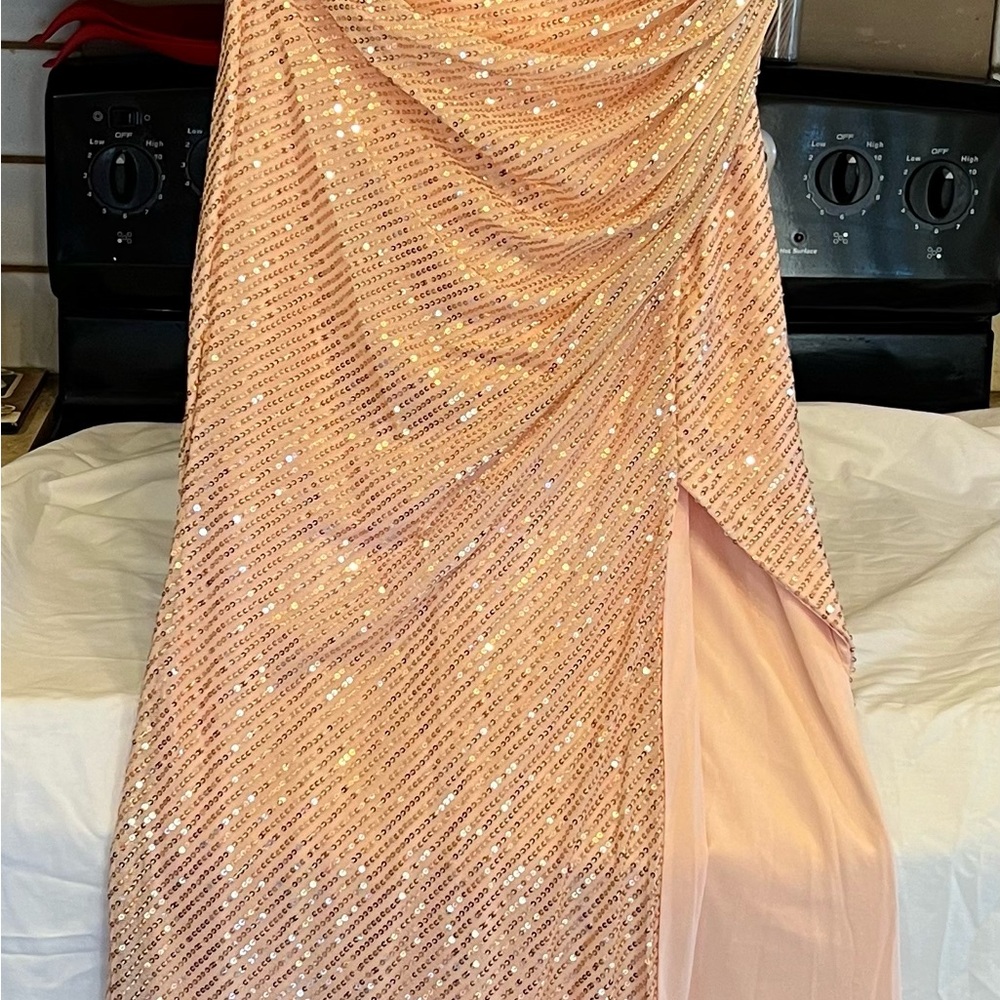 Sparkling Peach Sequin Gown